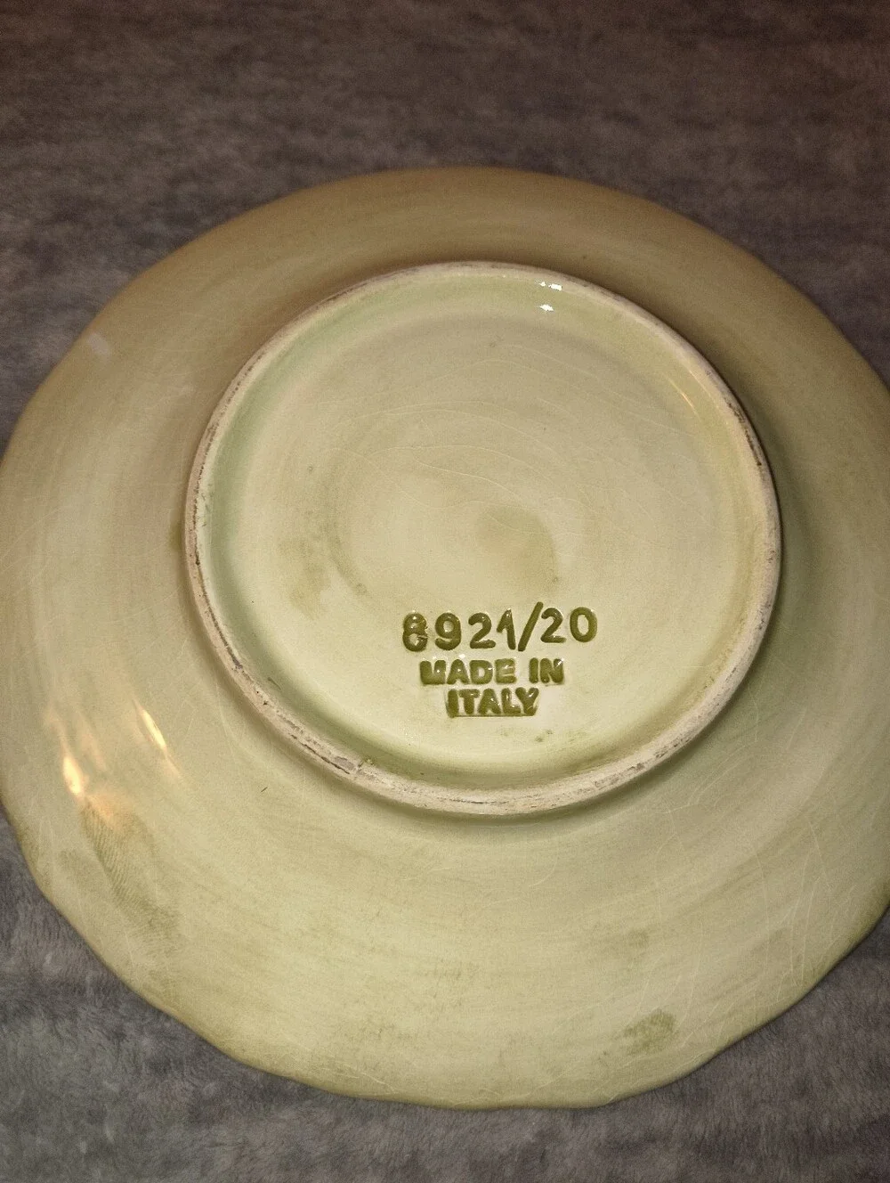 Green Decorative Ceramic Dinner Plate Made In Italy.